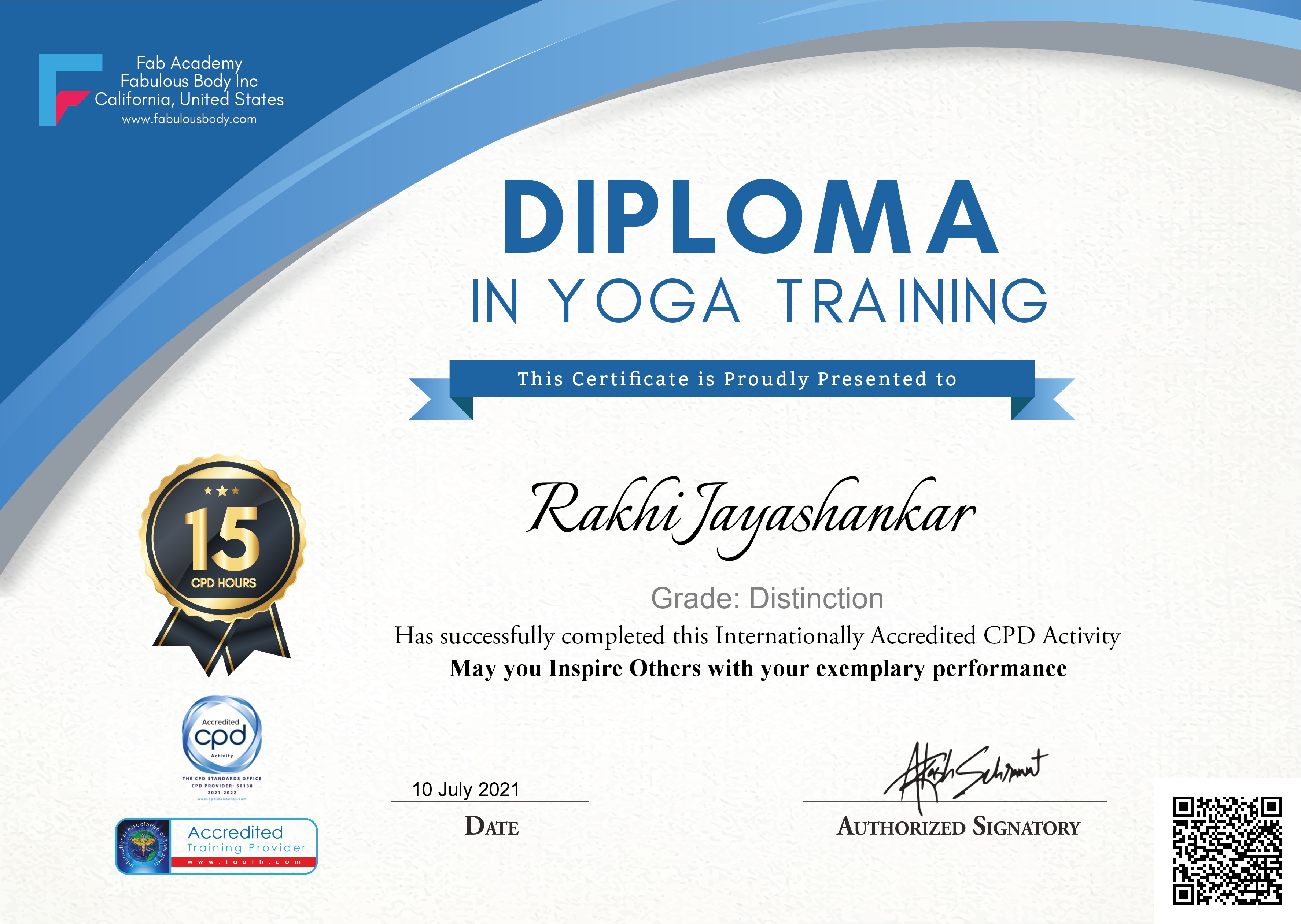Yoga certificate